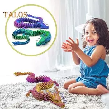 3D-печатный китайский дракон 42,5 дюйма, шарнирная модель дракона с гибкими суставами, настольный орнамент в виде дракона, игрушка для снятия стресса для офиса, школы белый