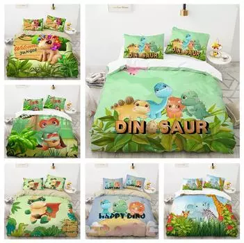 3D-печатный комплект постельного белья с изображением маленького динозавра, пуховый пододеяльник для детской комнаты, EU135 * 200, полноразмерный роскошный пододеяльник для мальчиков, покрывало на кровать Baby 100x135cm