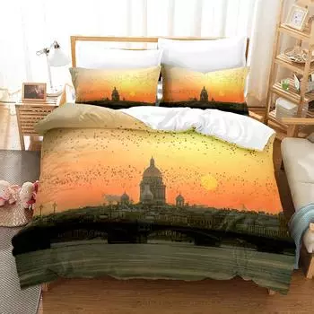 3D-печатный комплект постельного белья с изображением России, Москвы, пододеяльник с наволочкой, двуспальная кровать размера Queen King EU single(135x200cm)