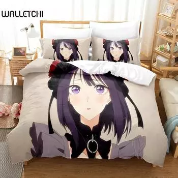 3D-печатный комплект постельного белья My Dress Up Darling с рисунком аниме Kitagawa Marin, пододеяльник для двуспальной кровати, двуспальной кровати, двуспальной кровати, двуспальной кровати, для взрослых и детей, пододеяльник 70x133cm 2pcs