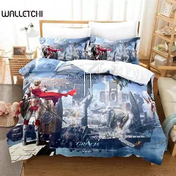 3D-печатный комплект постельного белья Lineage The Chaotic Throne для мальчиков и девочек, двуспальный пододеяльник, наволочка для кровати для детей и взрослых 135x200cm 2pcs