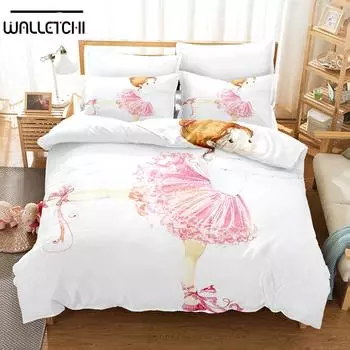 3D-печатный комплект постельного белья с изображением балерины, пододеяльник с наволочкой, двуспальная односпальная кровать, 3D-печатный аниме-комплект My Dress-U EU single(135x200cm)