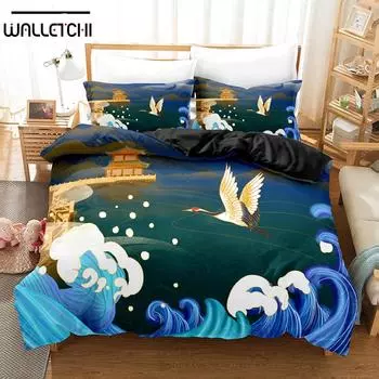 3D-печатный комплект постельного белья в китайском стиле, пододеяльник с наволочкой, двуспальная кровать, односпальная кровать, 3D-печатный аниме-комплект My Dress-U EU single(135x200cm)