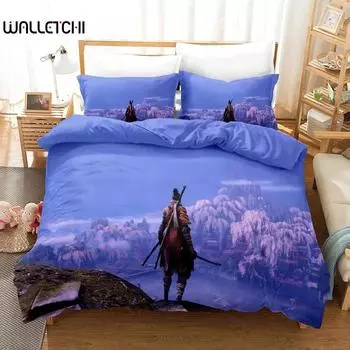 3D-печатный комплект постельного белья с игрой «Аниме Sekiro» Пододеяльник Постельный комплект Одеяло Наволочка Одеяло размера «king-size» Для мальчиков Взрослых 70x133cm 2pcs