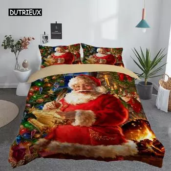 3D-печатный комплект постельного белья Merry Christmas Queen/Twin/King Size рождественское украшение для дома постельное белье с подушкой EU single(135x200cm)