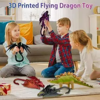 3D-печатный крылатый дракон, гибкий шарнирный дракон с крыльями, игрушка-дракон для домашнего офиса, декор для стола, снятие стресса зелёный/чёрный