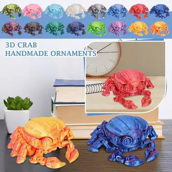 3D-печатный механический краб с подвижным суставом, модель животного, игрушка ручной работы, украшения, креативное украшение, поделки One Size чёрный