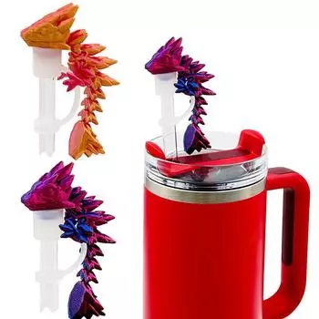 3D-печатный мини-дракон, силиконовый чехол для соломинки, совместимый с бытовыми чашками Stanley объемом 30 и 40 унций, аксессуары