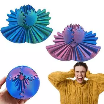 3D-печатный мяч-игрушка для снятия стресса, спин-мяч, портативный, для детей, подростков, взрослых, механическая шестерня, сфера, сенсорная игрушка-непоседа золотистый