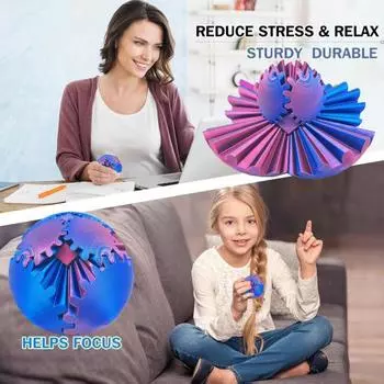 3D-печатный мяч-игрушка для снятия стресса, спин-мяч, портативный, для детей, подростков, взрослых, механическая шестерня, сфера, сенсорная игрушка-непоседа золотистый