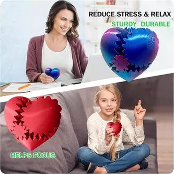 3D-печатный мяч-шестеренка в форме сердца, вращающийся мяч, шестеренка, сфера, игрушка-фиджет, настольная игрушка для работы, путешествий, снятия стресса, подарок