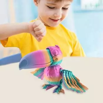 3D-печатный орнамент в виде тукана, шарнирный тукан с подвижными крыльями и клювом, снятие стресса S золотистый