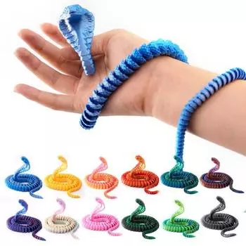 3D-печатный орнамент в виде змеи, шарнирная модель змеи, детский и взрослый декор стола, игрушка-змея для снятия стресса, подарок для любителей природы 25 cm