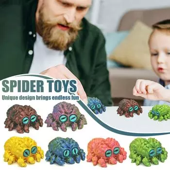 3D-печатный паук, шарнирное стекло, шарнирное, 3D-печатный набор животных, настольные украшения One Size темно-зеленого