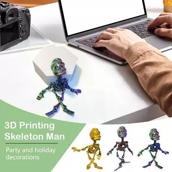 3D-печатный подвижный скелет, игрушки-скелеты, украшения для дома, комнаты, автомобиля, настольные украшения, подвижные суставы, подвижные и подвижные игрушки-скелеты One Size золотой