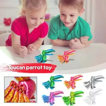 3D-печатный попугай, милая игрушка-попугай с гигантским клювом, милый 3D-попугай, милая шарнирная подвижная игрушка-птица, кукла-дятел, красочные украшения в виде птиц One Size