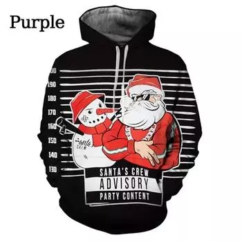 3D-печатный рождественский Санта-Клаус с капюшоном для мужчин, повседневная толстовка с длинным рукавом, новинка в категории толстовки и свитшоты, мужские свободные пуловеры S
