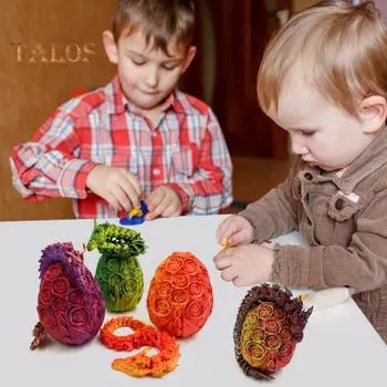 3D-печатный розовый дракон, шарнирный дракон с яйцом, гибкий розовый дракон с подвижными суставами, настольная игрушка для снятия стресса для домашнего офиса, школы зелёный/жёлтый