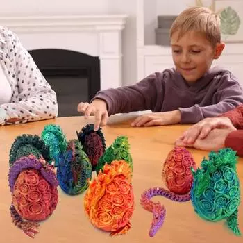 3D-печатный розовый дракон, шарнирный дракон с яйцом, гибкий розовый дракон с подвижными суставами, настольная игрушка для снятия стресса для домашнего офиса, школы зелёный/чёрный