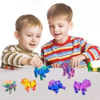 3D-печатный щенок, коллекционная игрушка-мопс с подвижными суставами, гибкая игрушка-мопс для снятия стресса для детей и взрослых, подарочный декор стола красный