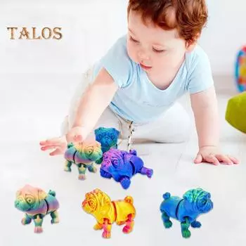 3D-печатный щенок, коллекционная игрушка-мопс с подвижными суставами, гибкая игрушка-мопс для снятия стресса для детей и взрослых, подарочный декор стола разноцветный