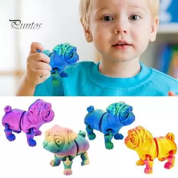 3D-печатный щенок, коллекционная игрушка-мопс с подвижными суставами, гибкая игрушка-мопс для снятия стресса для детей и взрослых, подарочный декор стола разноцветный