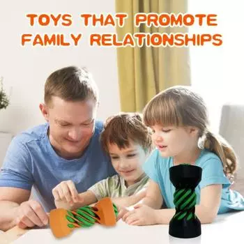 3D-печатный спиральный цилиндрический шар, настольная фигурка, проходящая через спиральный цилиндр, снятие стресса, тревожности, для детей и взрослых, образовательный мини-цилиндрический шар, фиджет оранжевый