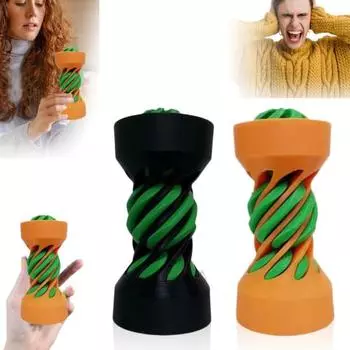 3D-печатный спиральный цилиндрический шар, настольная фигурка, проходящая через спиральный цилиндр, снятие стресса и тревоги оранжевый