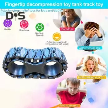 3D-печатный танковый трек-гироскоп, снятие стресса, тревожности, гусеницы, трек-шестерня, гироскоп для детей, подростков, взрослых, спиннер для пальцев, сенсорная игрушка