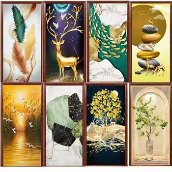 3D Пейзаж Дверь Холодильник Украшения Наклейки Животные Простые Абстрактные Линии Цветы Обои Для Гостиной Домашний Декор Спальня Художественные Наклейки 40x120cm