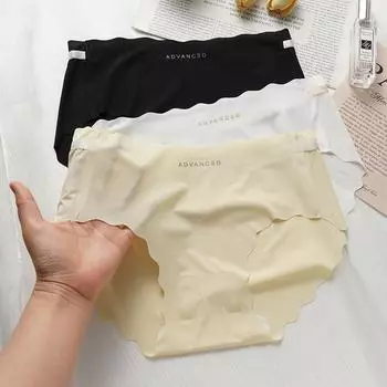 3D персиковые бедра бесшовные ледяной шелк женское нижнее белье хлопок промежность телесного цвета дышащие маленькие свежие милые трусы для девочек M чёрный