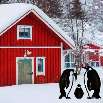 3D Пингвин Украшение двора Садовые колья Украшения Рождественские силуэты для дома и улицы Сад Газон Украшение двора чёрный