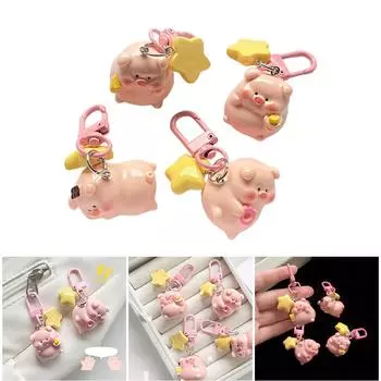 3D Pink Pig Keychain Pendant Cute Cartoon Resin Charm Key Rings Personalized Hangings Keychain for Girls and Students 1