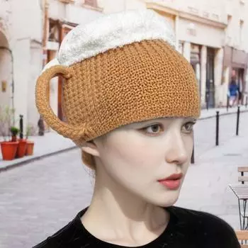 3D пивная шапка зимняя унисекс вязаная шапка толстая сохраняющая тепло в форме чашки праздничный костюм Октоберфест фотореквизит эластичный нескользящий головной убор вино красного