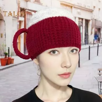 3D пивная шапка зимняя унисекс вязаная шапка толстая сохраняющая тепло в форме чашки праздничный костюм Октоберфест фотореквизит эластичный нескользящий головной убор вино красного