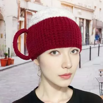 3D Пивная шапка зимняя унисекс вязаная шапка толстая сохраняющая тепло форма чашки вино красного