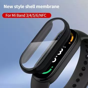 3D пленка + жесткий чехол для Xiaomi Mi Band 6 5 4 3, умный ремешок для часов, полноэкранная защита для miband 6 5, защитный чехол чёрный