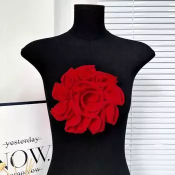 3D плиссированная цветочная аппликация большого размера аппликация на одежду украшения нашивки шитье белый