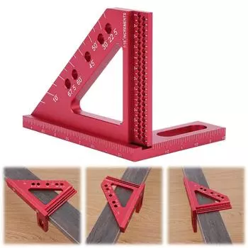 3D плотницкий квадрат с угловым расположением штифта, обрамляющий квадратный инструмент, многофункциональный транспортир 0-90 градусов для столярной техники красный