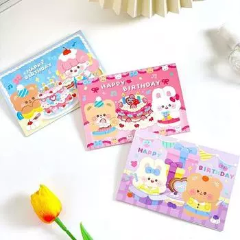 3D-подарочная карта на день рождения, милый мультяшный дизайн, очаровательная, широкое применение, 3D-поздравительная открытка розовый