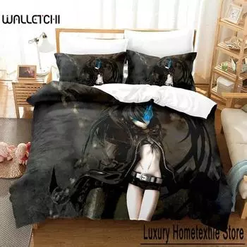 3D пододеяльник Black Rock Shooter аниме комплект постельного белья полиэстер наволочки пододеяльник домашний декор для подростков подарок Twin King Queen 70x133cm 2pcs