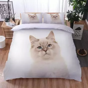 3D пододеяльник для девочек и детей с изображением животных и милых кошек, комплект постельного белья Double Queen King Size, полиэстер, одеяло, роскошный принтованный полиэстер W90xL190cm