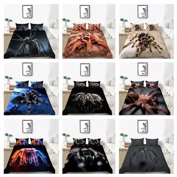 3D пододеяльник из микрофибры, черный фон, паук, постельное белье, двуспальная кровать, полноразмерный черный комплект покрывал, моющийся и удобный, украшение для дома Baby 100x135cm