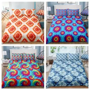 3D пододеяльник из микрофибры, наволочка из 2 или 3 предметов, комплект постельного белья в стиле батик, односпальная кровать, двуспальная кровать, полноразмерное моющееся, супермягкое постельное белье на молнии DE 100x135cm