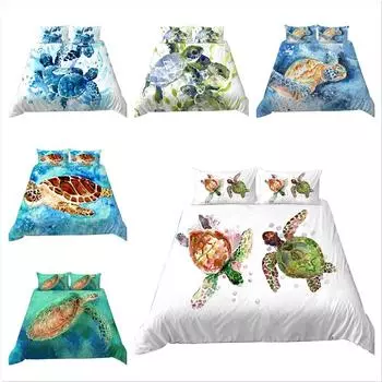 3D пододеяльник, комплект белого семейного постельного белья, двойное полноразмерное покрывало с белой черепахой, моющийся и удобный домашний декор Baby 100x135cm