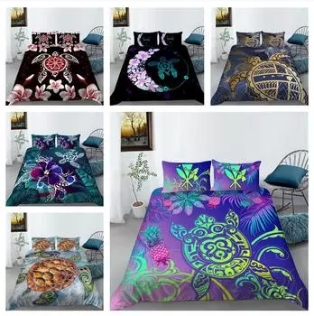 3D пододеяльник, комплект семейного постельного белья, двойной полноразмерный комплект покрывала с черепахой и принтом, моющийся и удобный, украшение для дома Baby 100x135cm