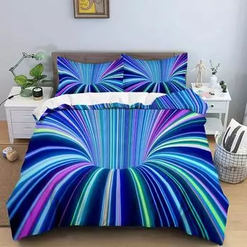 3D пододеяльник психоделический абстрактный двуспальный комплект постельного белья 2/3 шт пододеяльник с застежкой-молнией King Size полиэстеровый чехол 70x133cm 2pcs