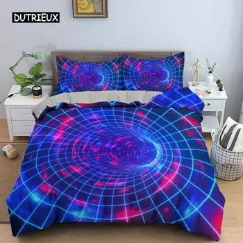 3D пододеяльник психоделический цифровой печати комплект постельного белья для двоих микрофибра пододеяльник односпальный двуспальный королевский размер покрывало 155x215cm 3pcs