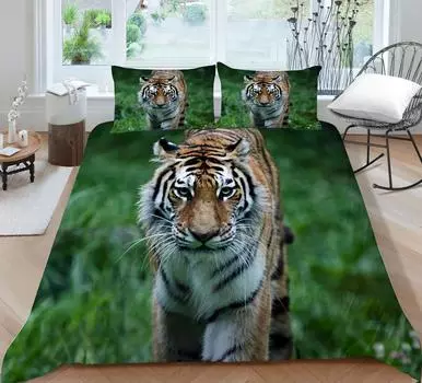 3D пододеяльник с изображением тигра, комплект постельного белья, 3 шт., комплект постельного белья, 3D пододеяльник, постельное белье, мытая микрофибра, 3 комплекта постельного белья с принтом, твин UK Single 135x200cm