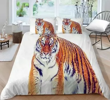 3D пододеяльник с изображением тигра, комплект постельного белья, 3 шт., комплект постельного белья, 3D пододеяльник, постельное белье, мытая микрофибра, 3 комплекта постельного белья с принтом, твин UK Single 135x200cm